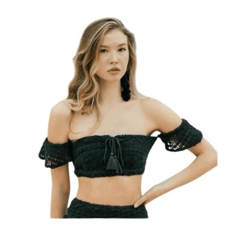 Joyfolie Makani Off The‎ Shoulder Crochet Bikini Top M